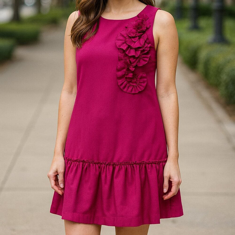 ROBERT RODRIGUEZ Silk Ruffle Dress